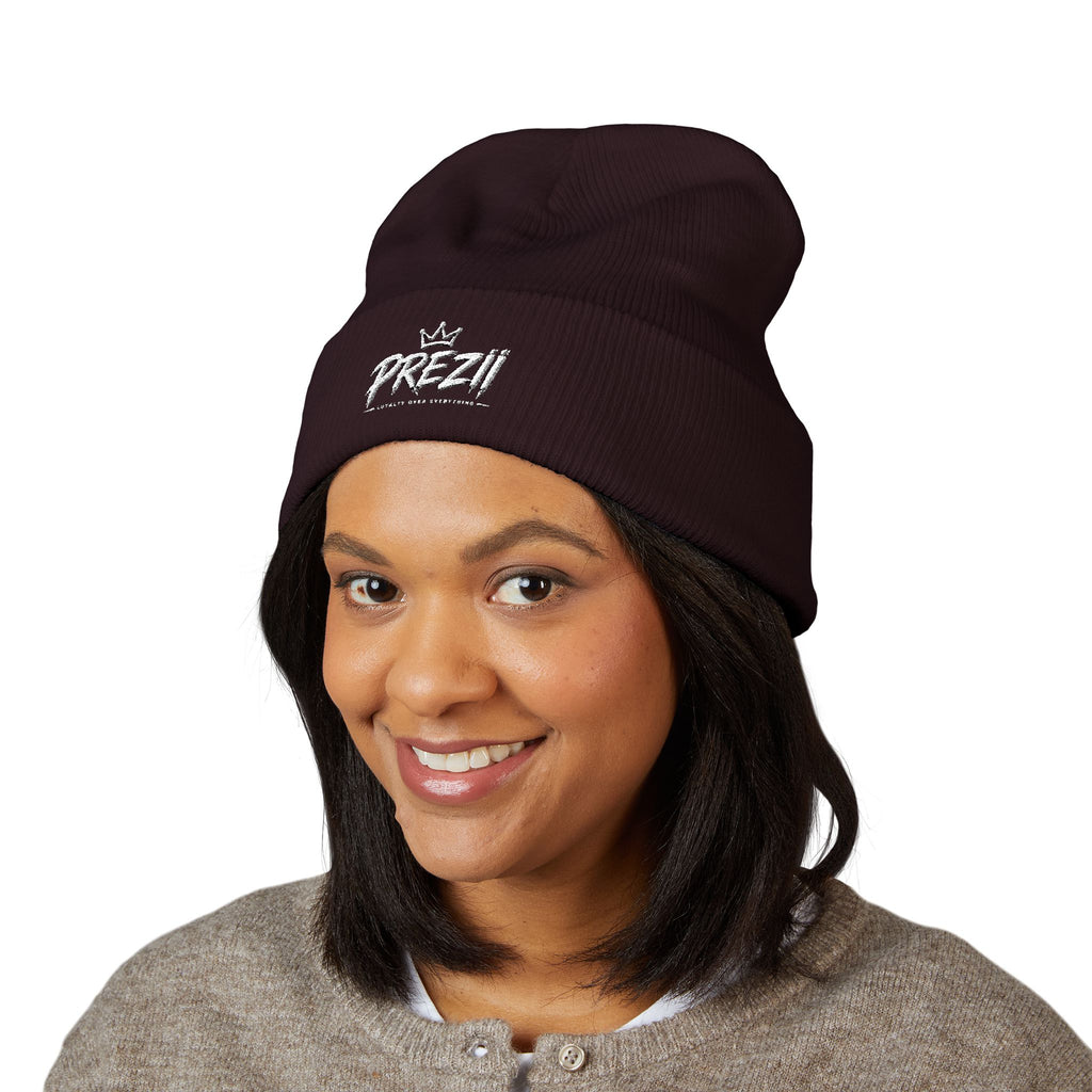Prezzi Embroidered Cuffed Beanie — Streetwear Knit Hat