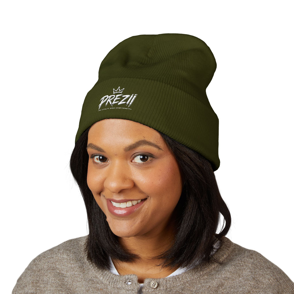 Prezzi Embroidered Cuffed Beanie — Streetwear Knit Hat