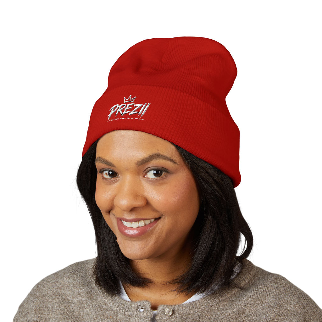 Prezzi Embroidered Cuffed Beanie — Streetwear Knit Hat