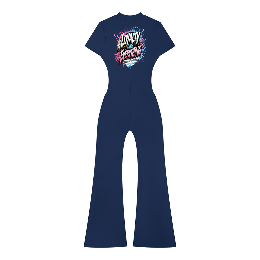 Prezii Merch!! - Women’s Tight Flared Leg Quarter-Zip Jumpsuit
