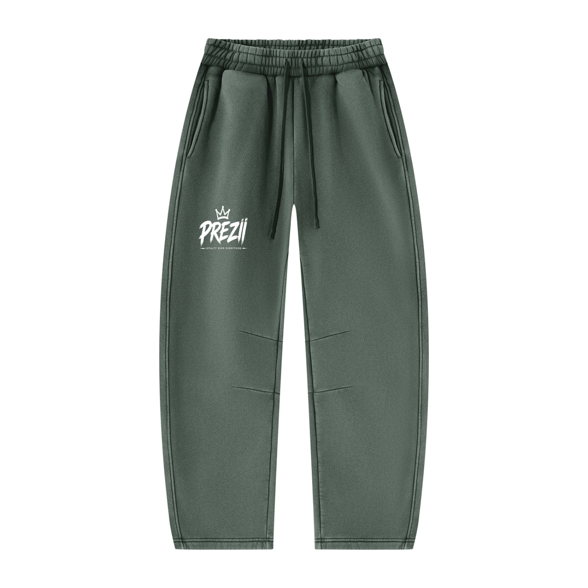 Mr.Prezii Unisex Vintage Wash Barrel Leg Fleece Sweatpants